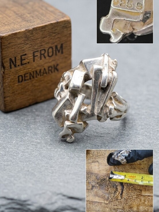 N.E. From Jewelry - RARE Vintage N.E. From Danish Modernist Sterling Ring – 16g